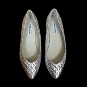 Steve Madden The Hot Silver Quilted Leather Flats